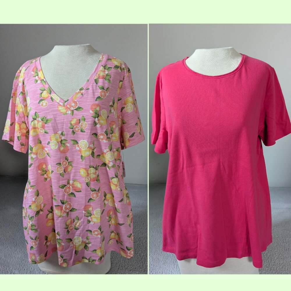 Set of Talbots Cotton Pink Short Sleeve Tee Shirts